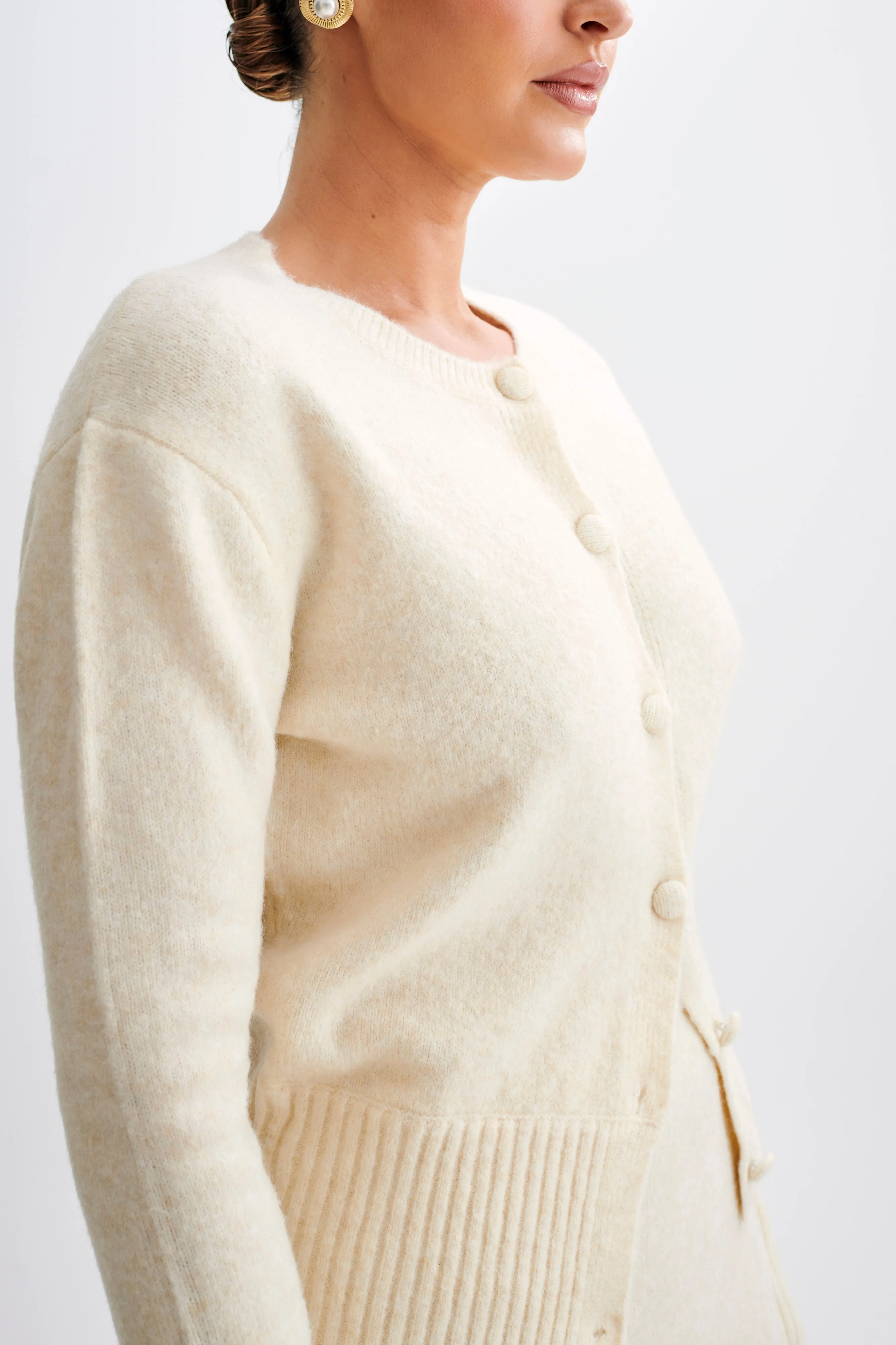 Genevieve Oversized Knit Cardigan - Cream Marle sold by Meshki product image thumbnail 3