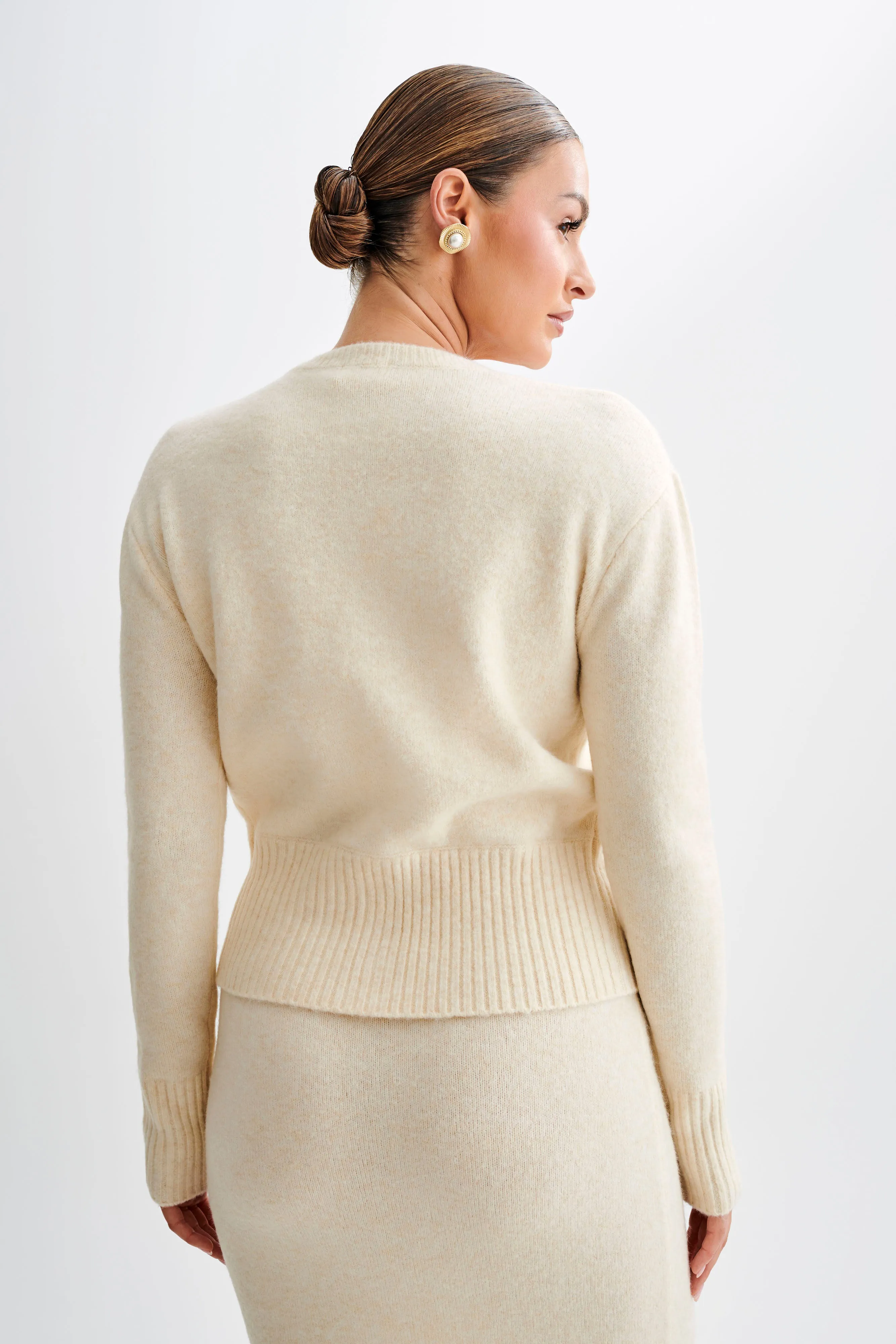 Genevieve Oversized Knit Cardigan - Cream Marle sold by Meshki product image thumbnail 2