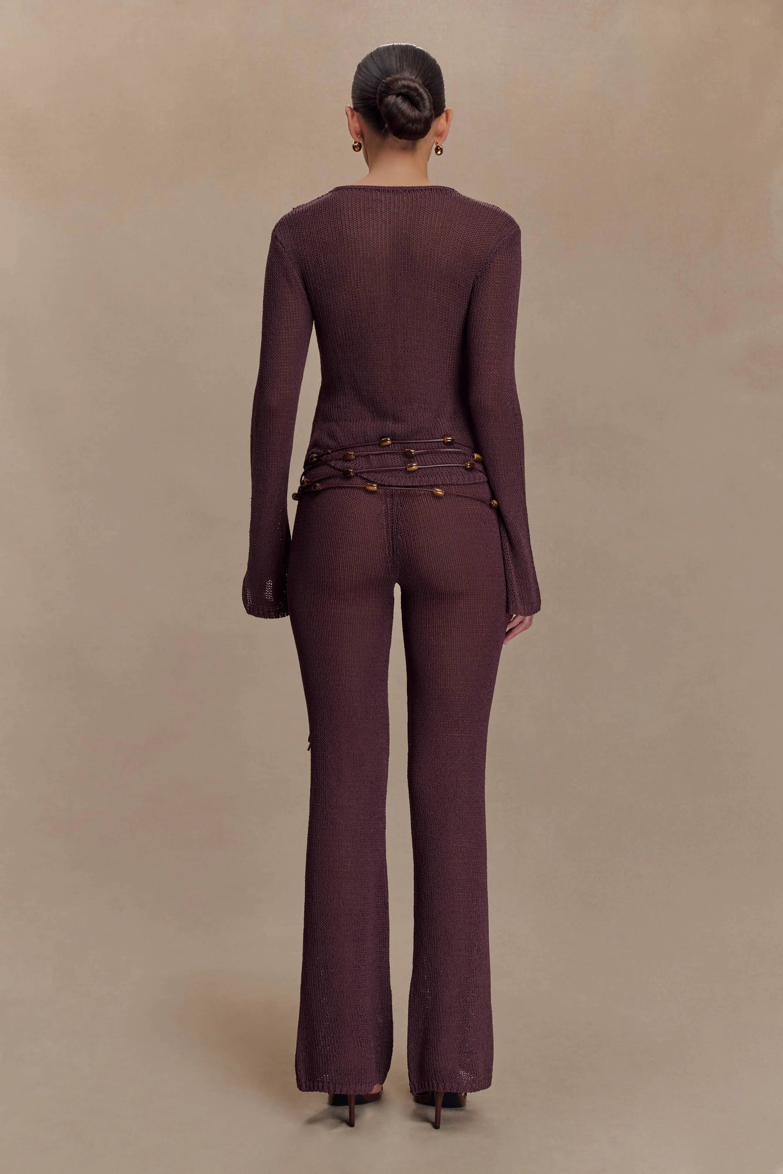 Enid Faux Leather Beaded Belt - Chocolate sold by Meshki product image thumbnail 2