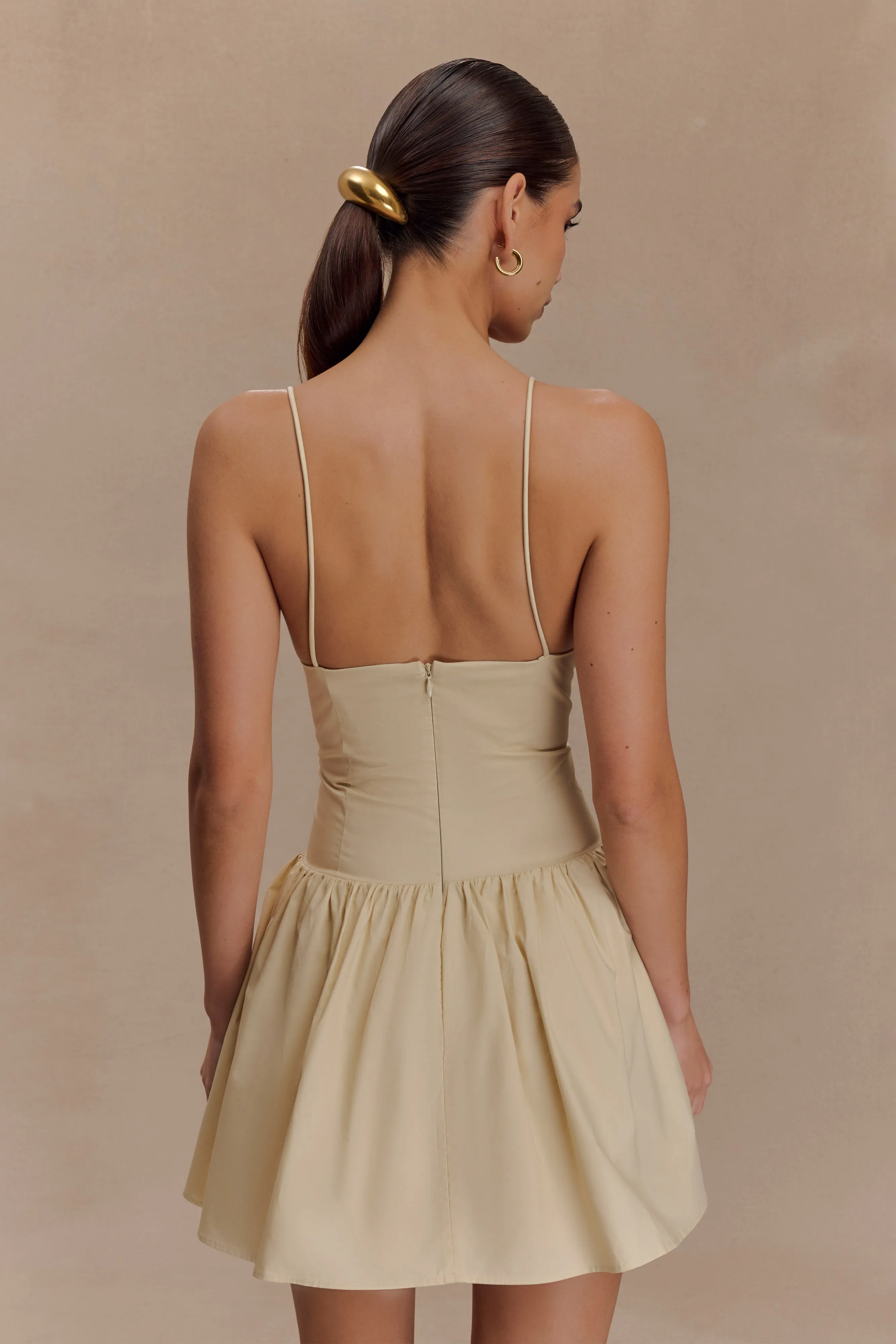 Janis Cotton Frill Mini Dress - Nude sold by Meshki product image thumbnail 2
