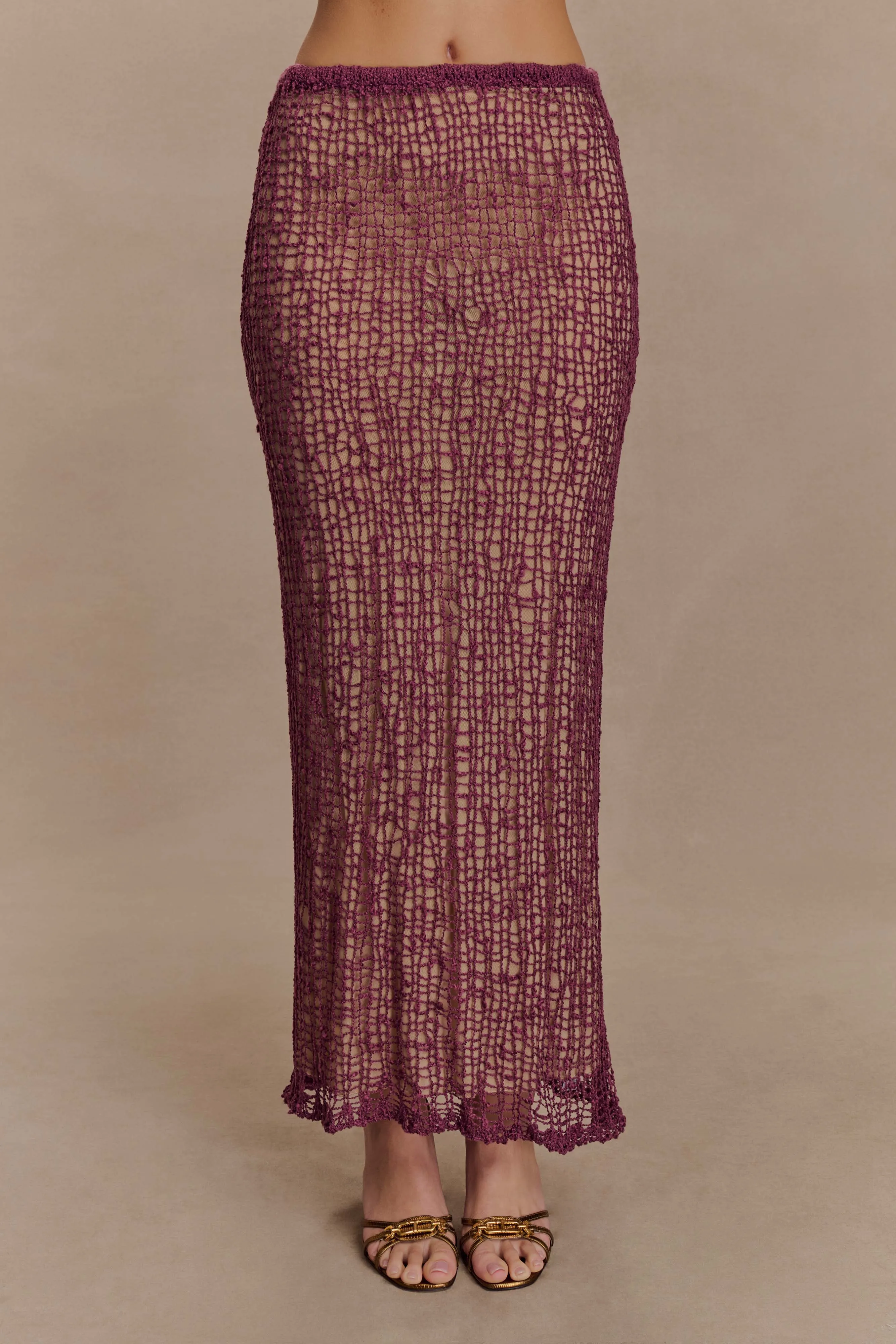 Cordelia Knit Maxi Skirt - Mauve sold by Meshki