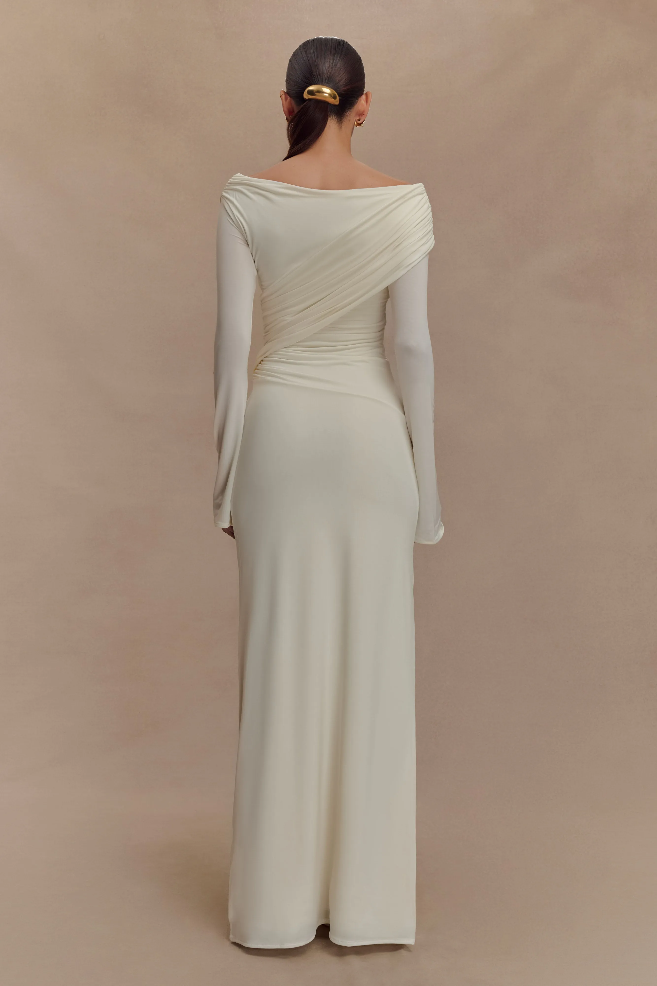 Therese Off Shoulder Ruched Maxi Dress - Ivory sold by Meshki product image thumbnail 2