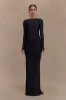 Louisa Long Sleeve Slinky Maxi Dress - Black sold by Meshki