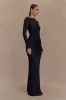 Louisa Long Sleeve Slinky Maxi Dress - Black sold by Meshki