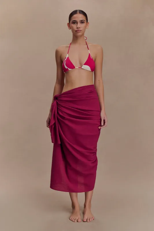 Evie Cotton Sarong - Wine sold by Meshki