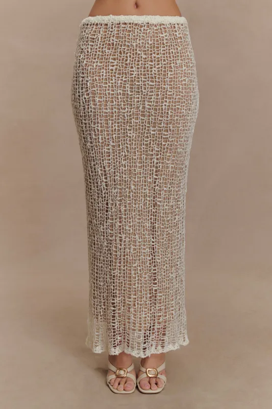 Cordelia Knit Maxi Skirt - Ivory sold by Meshki
