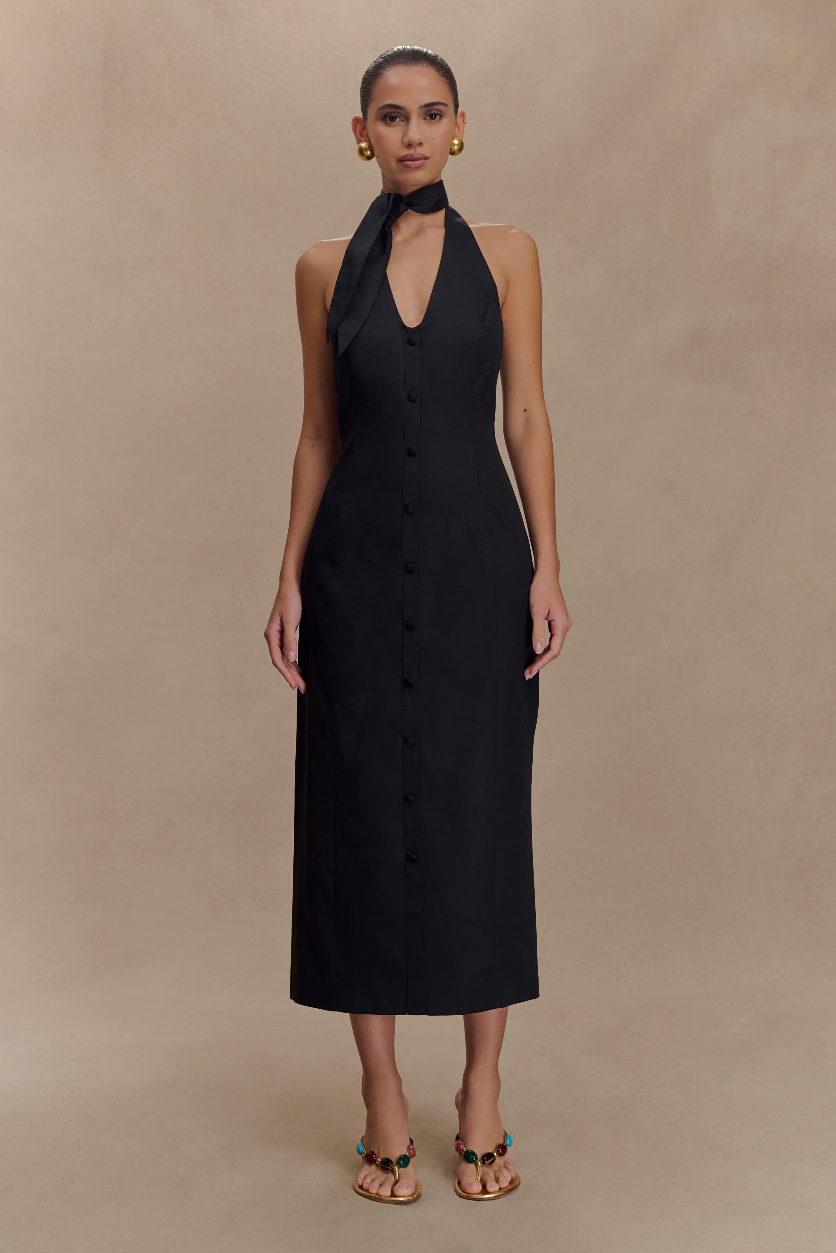 Simona Halter Neck Midi Dress - Black sold by Meshki product image thumbnail 5