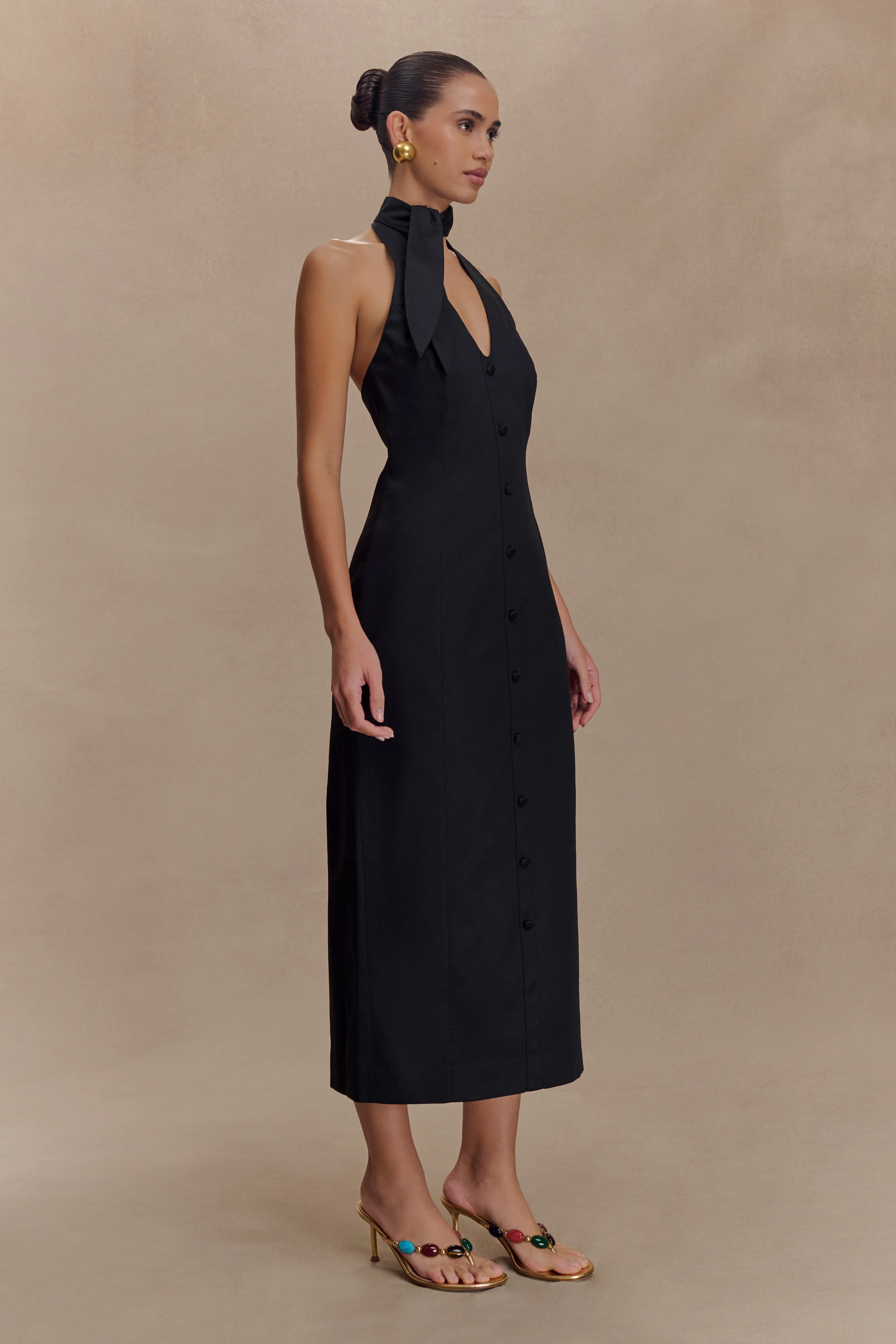 Simona Halter Neck Midi Dress - Black sold by Meshki product image thumbnail 4