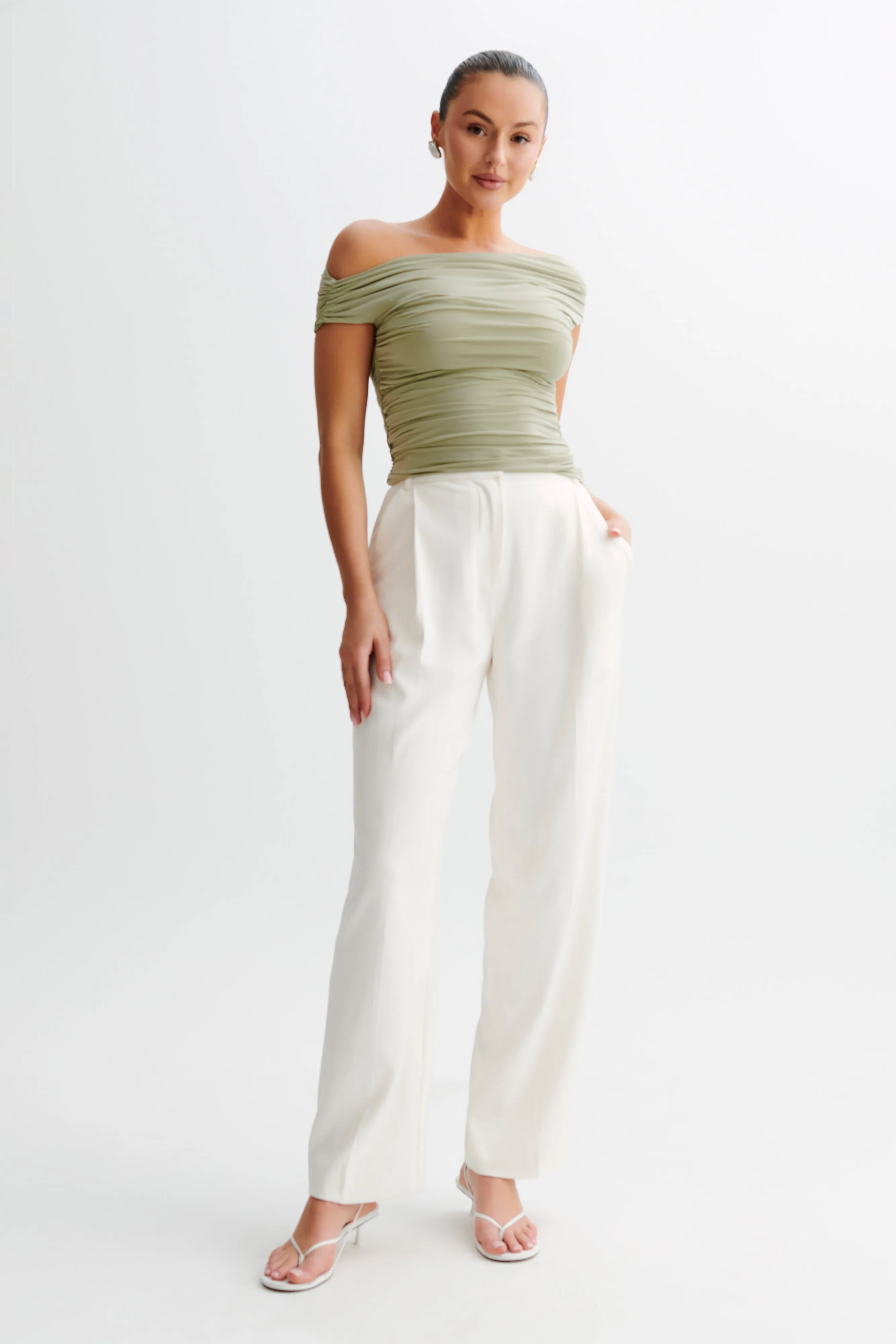 Alayna Slinky Ruched Top - Sage sold by Meshki product image thumbnail 5