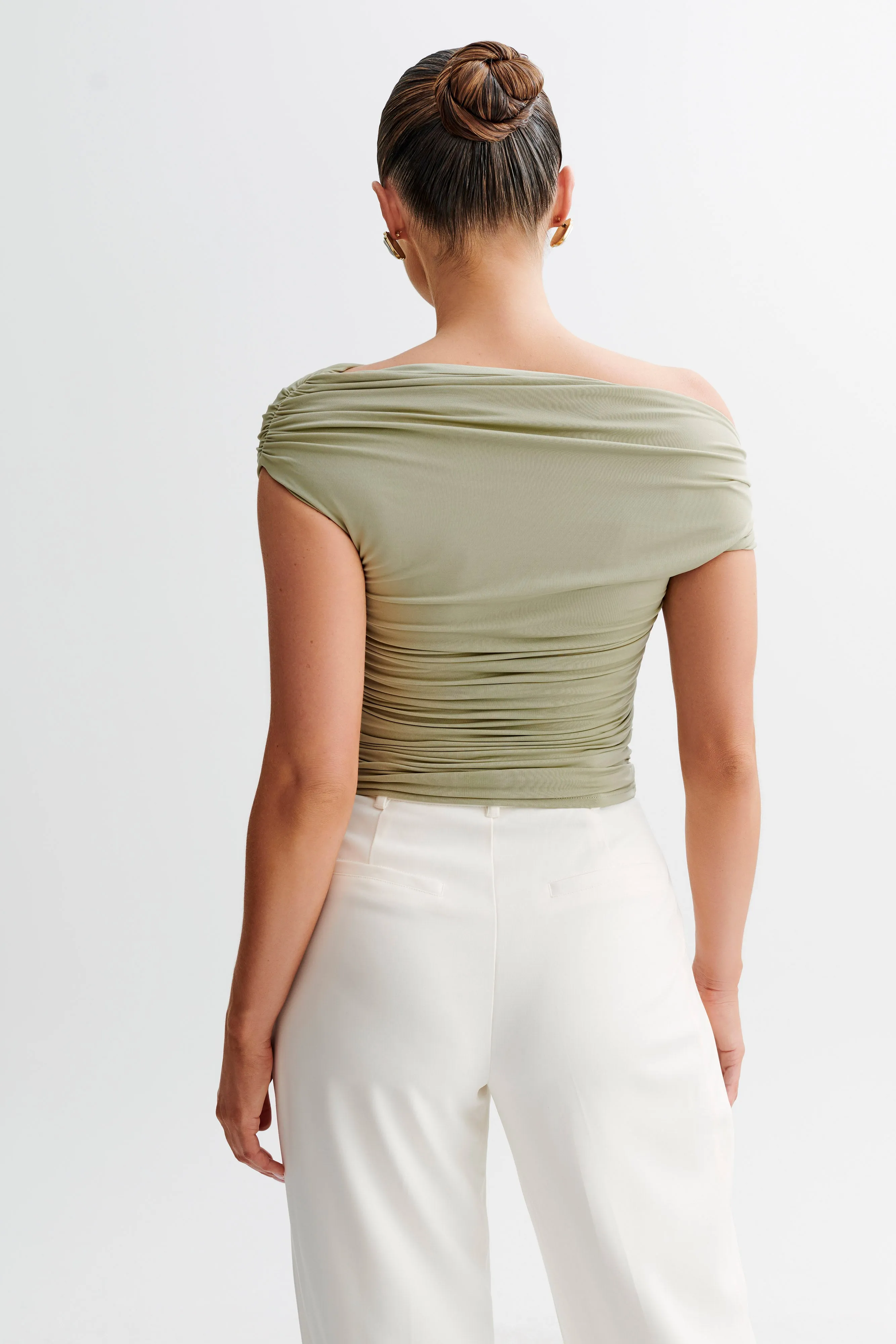 Alayna Slinky Ruched Top - Sage sold by Meshki product image thumbnail 3