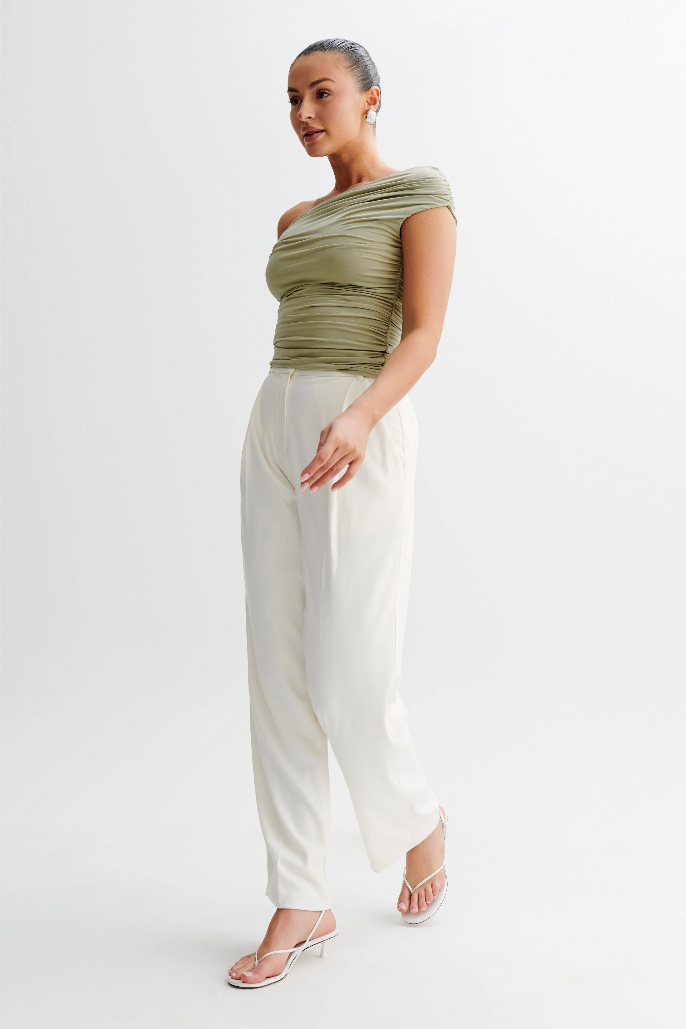 Alayna Slinky Ruched Top - Sage sold by Meshki product image thumbnail 4