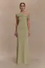 Ashford Asymmetrical Slinky Maxi Dress - Sage sold by Meshki
