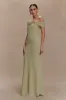 Ashford Asymmetrical Slinky Maxi Dress - Sage sold by Meshki