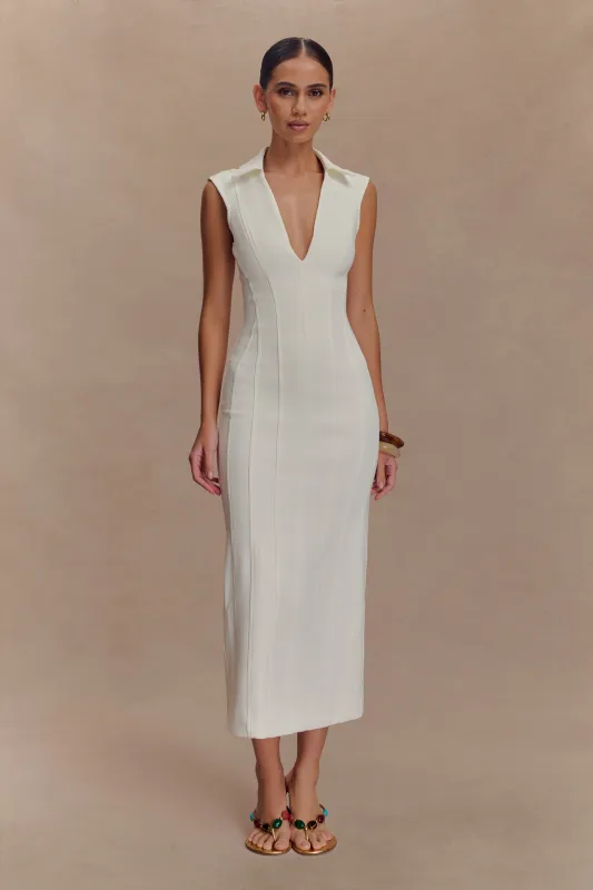 Keagan Sleeveless Midi Dress - Ivory sold by Meshki