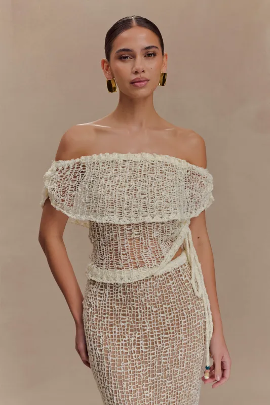 Cordelia Off Shoulder Knit Top - Ivory sold by Meshki