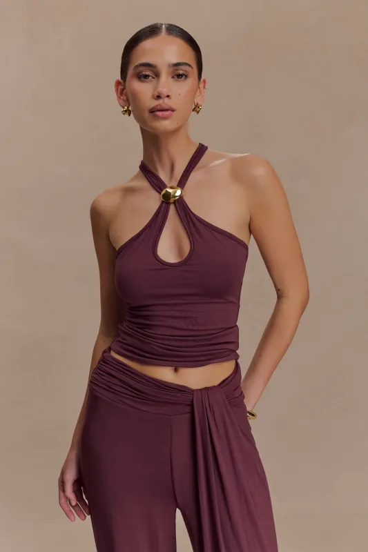 Ramona Modal Tank Top With Hardware - Mahogany sold by Meshki