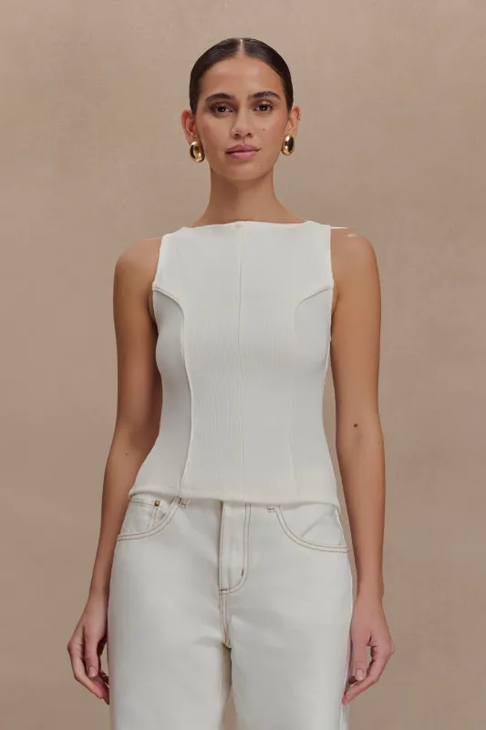 Coraline Panelled Sleeveless Top - White sold by Meshki