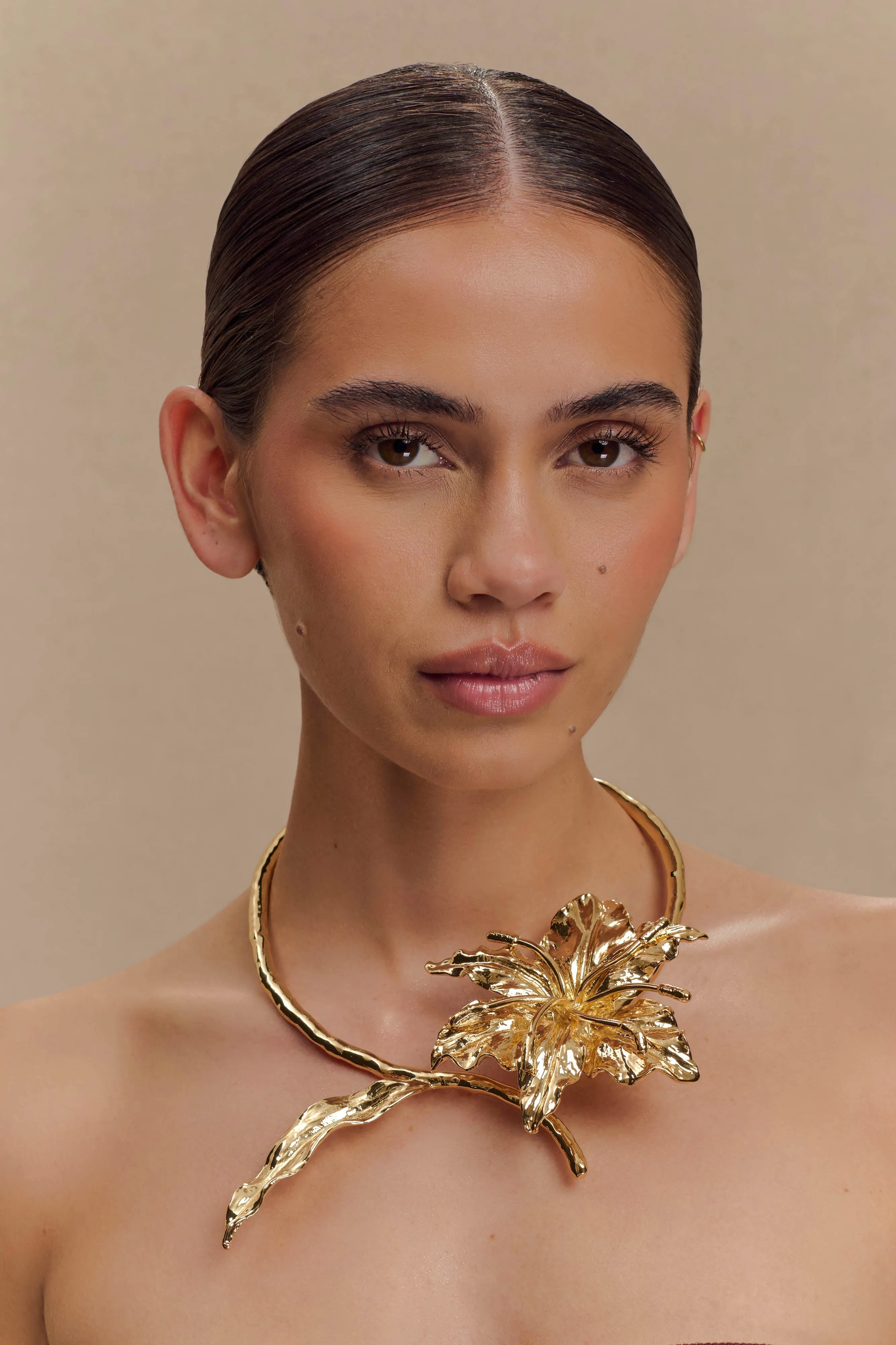 Allona Floral Choker - Gold sold by Meshki