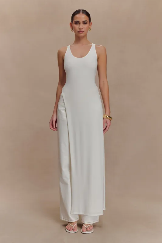 Ellerie Longline Racerback Top - White sold by Meshki