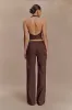 Logan Faux Suede Pants - Dark Chocolate sold by Meshki