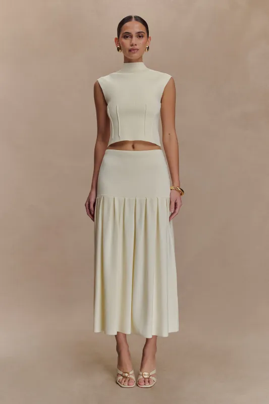 Romaine Bandage Knit Midi Skirt - Ivory sold by Meshki