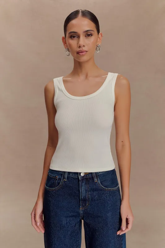 Maeva Scoop Tank Top - Ivory sold by Meshki