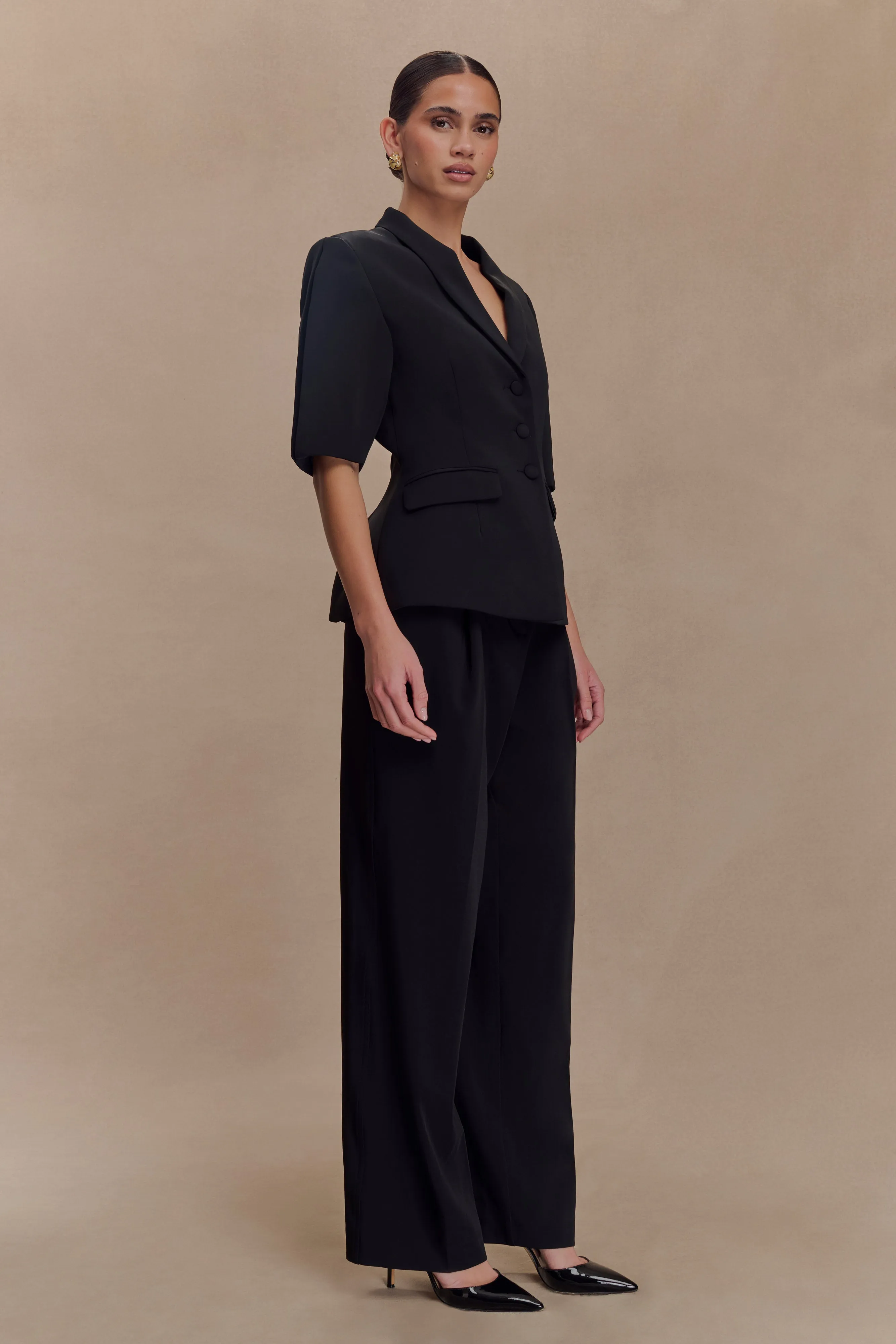 Opal Puff Sleeve Suiting Top - Black sold by Meshki product image thumbnail 5