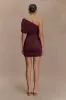 Dallas One Shoulder Mesh Mini Dress  - Mahogany sold by Meshki