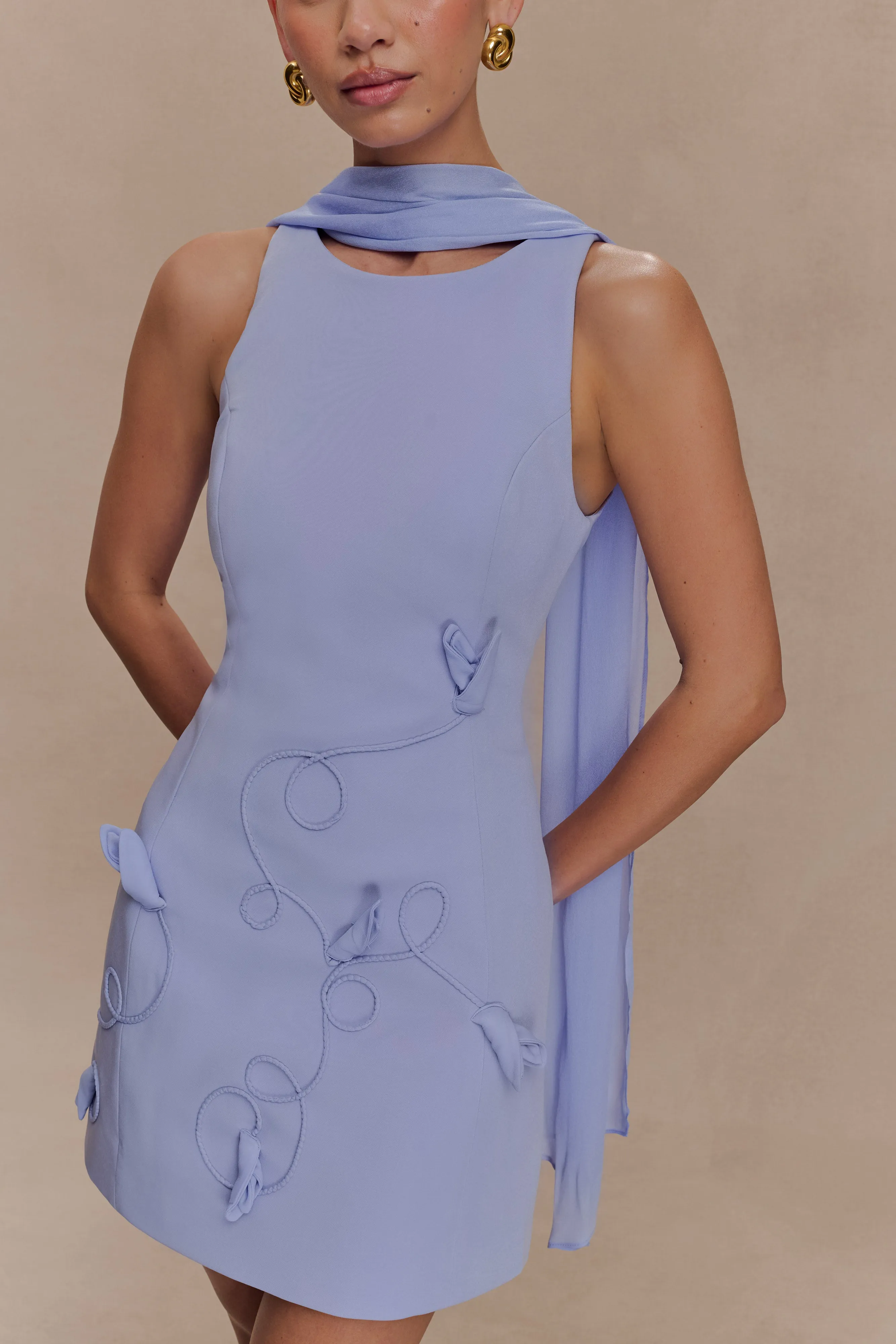 Skyler Suiting Embroidered Mini Dress - Lilac sold by Meshki product image thumbnail 3