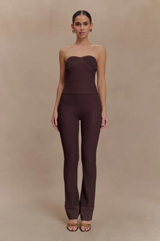 Elodie Ribbed Knit Pants - Chocolate sold by Meshki
