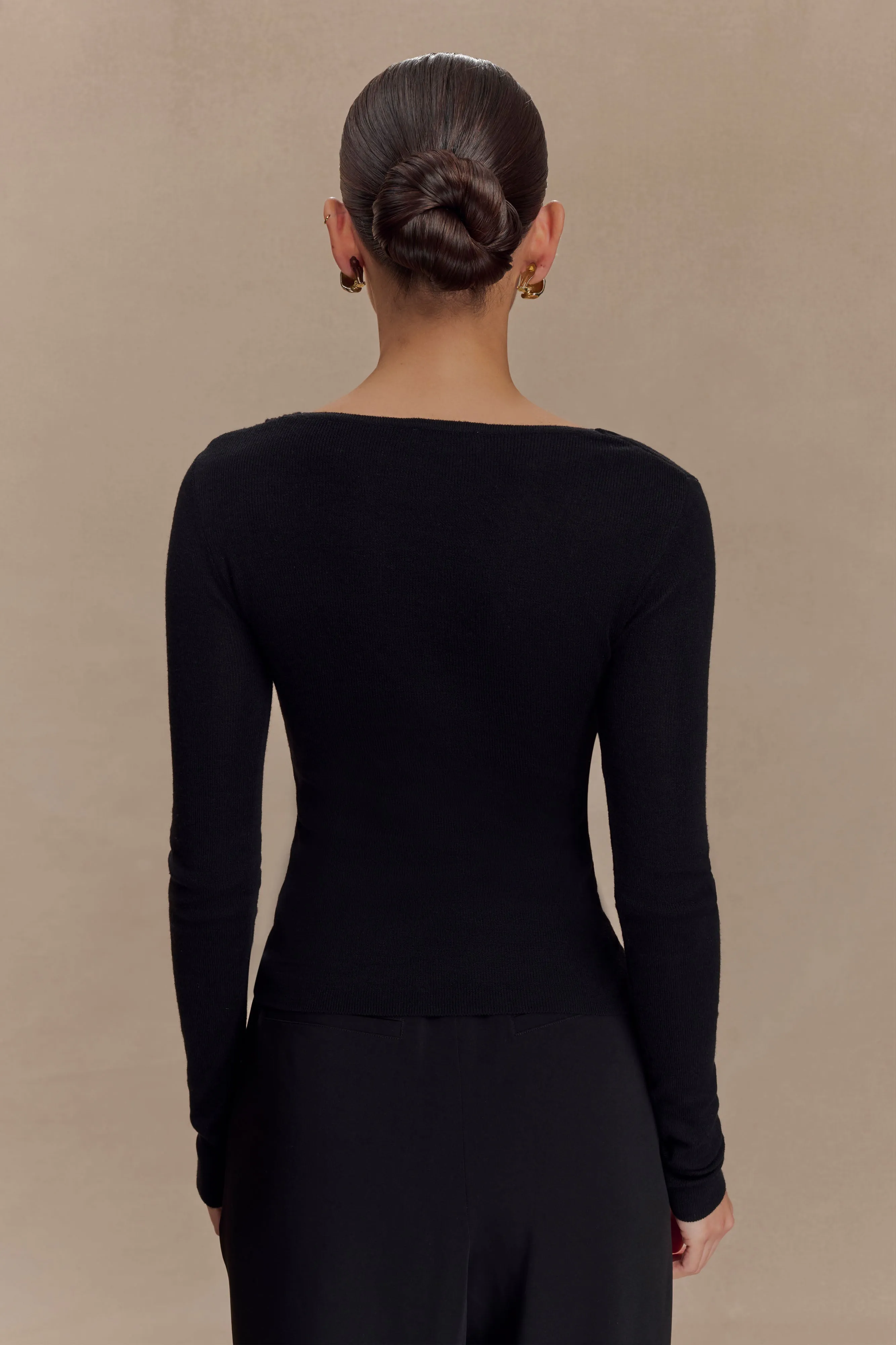 Culver Draped Twist Knit Top - Black sold by Meshki product image thumbnail 2