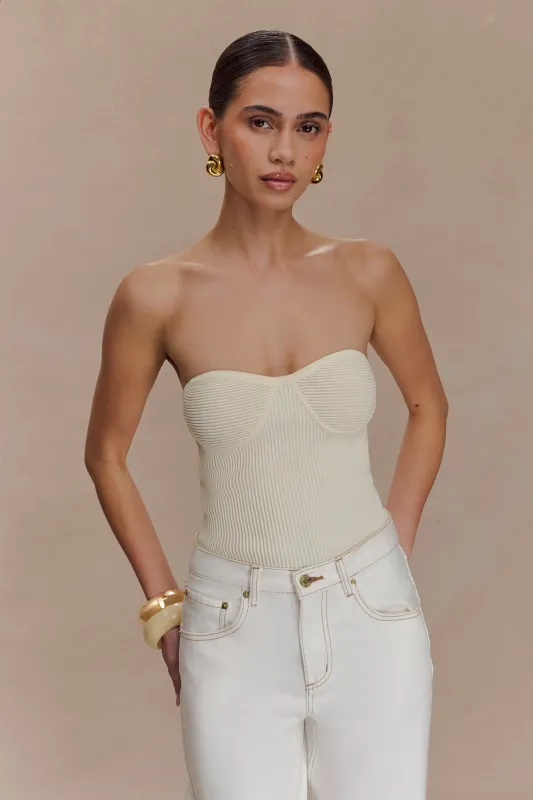 Elodie Strapless Cupped Knit Top - Ivory sold by Meshki