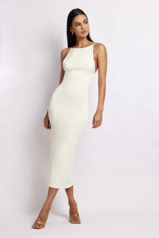 Kelly Cross Back Square Neck Dress - White sold by Meshki