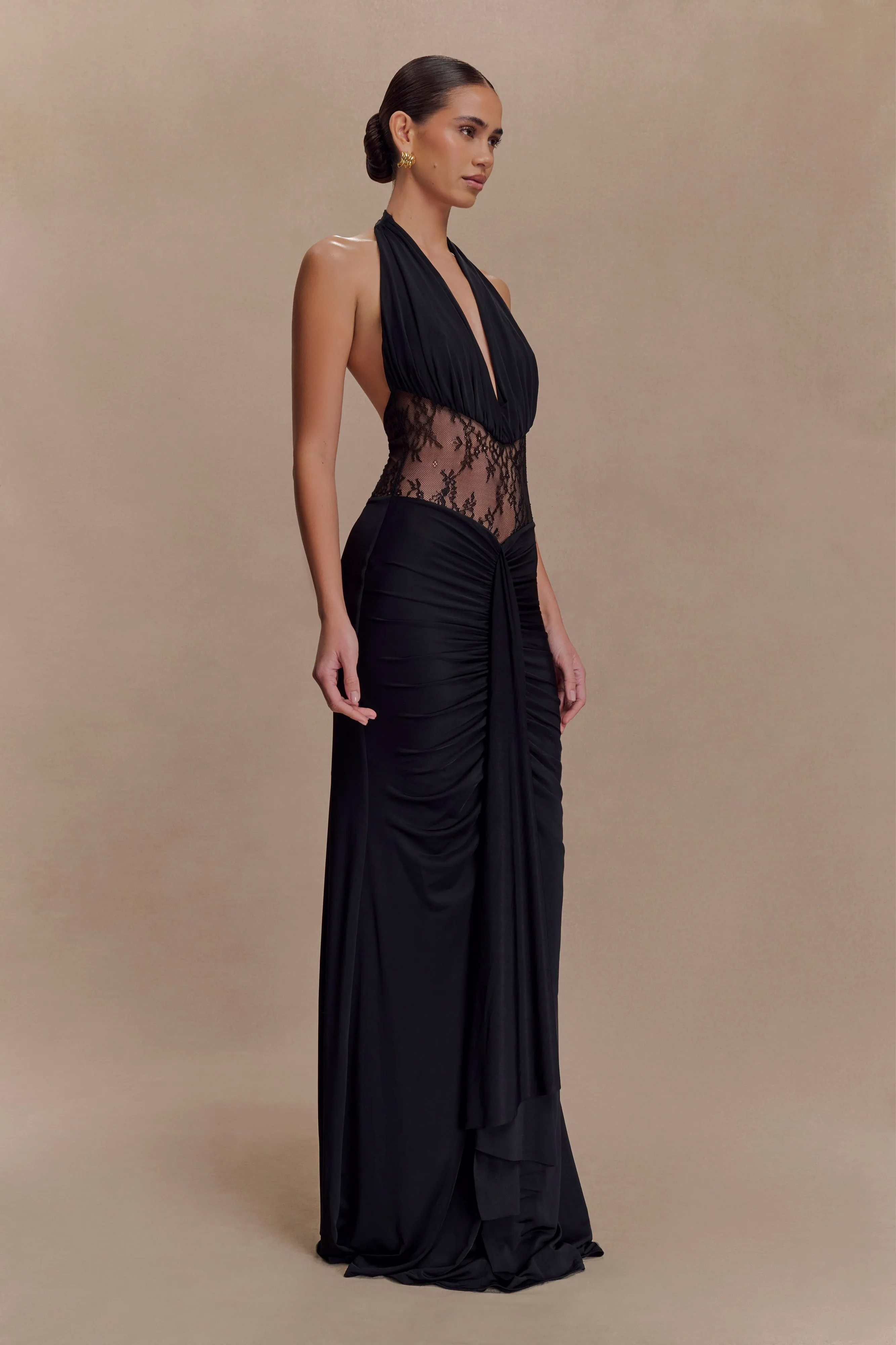 Bonnie Slinky And Lace Maxi Dress - Black sold by Meshki product image thumbnail 4