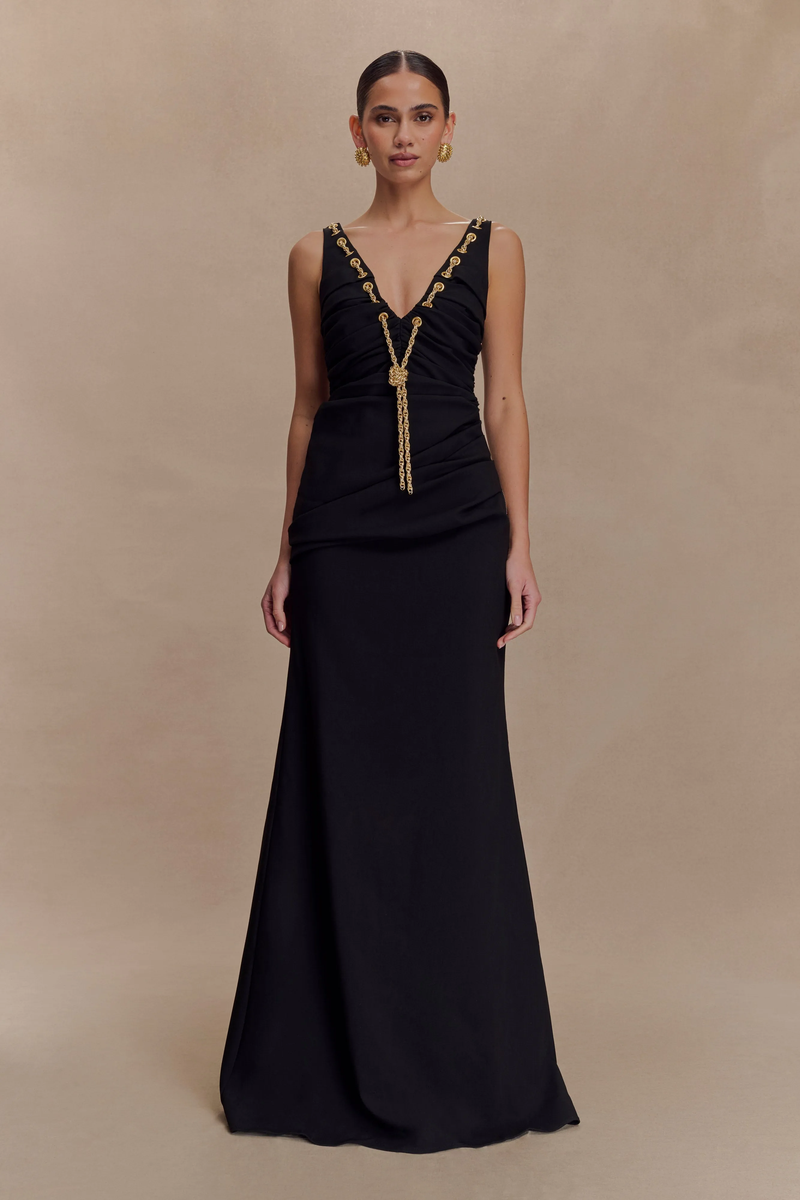 Axton Low Neck Maxi Dress - Black sold by Meshki