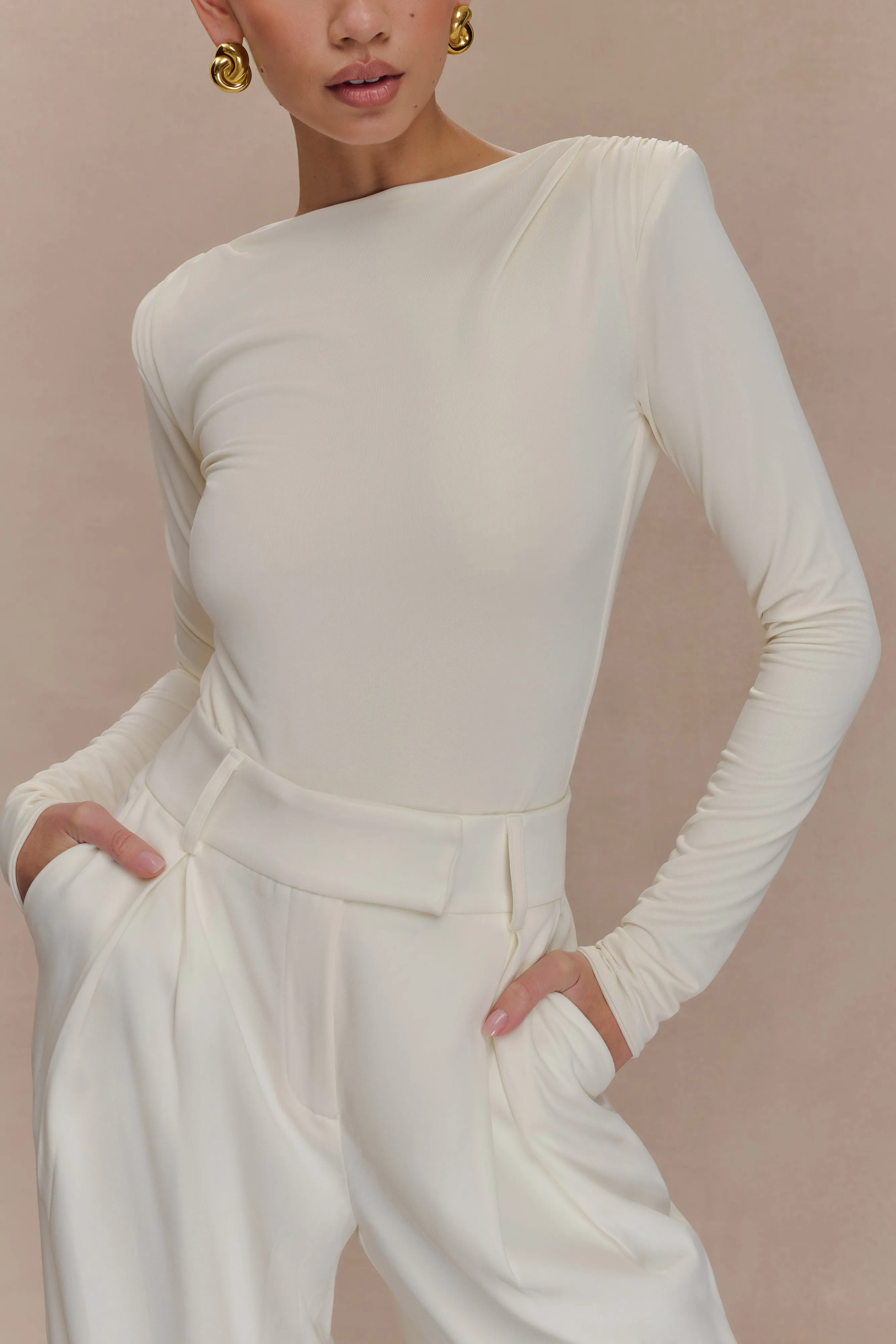 Elsie Shoulder Pad Bodysuit - Ivory sold by Meshki product image thumbnail 3