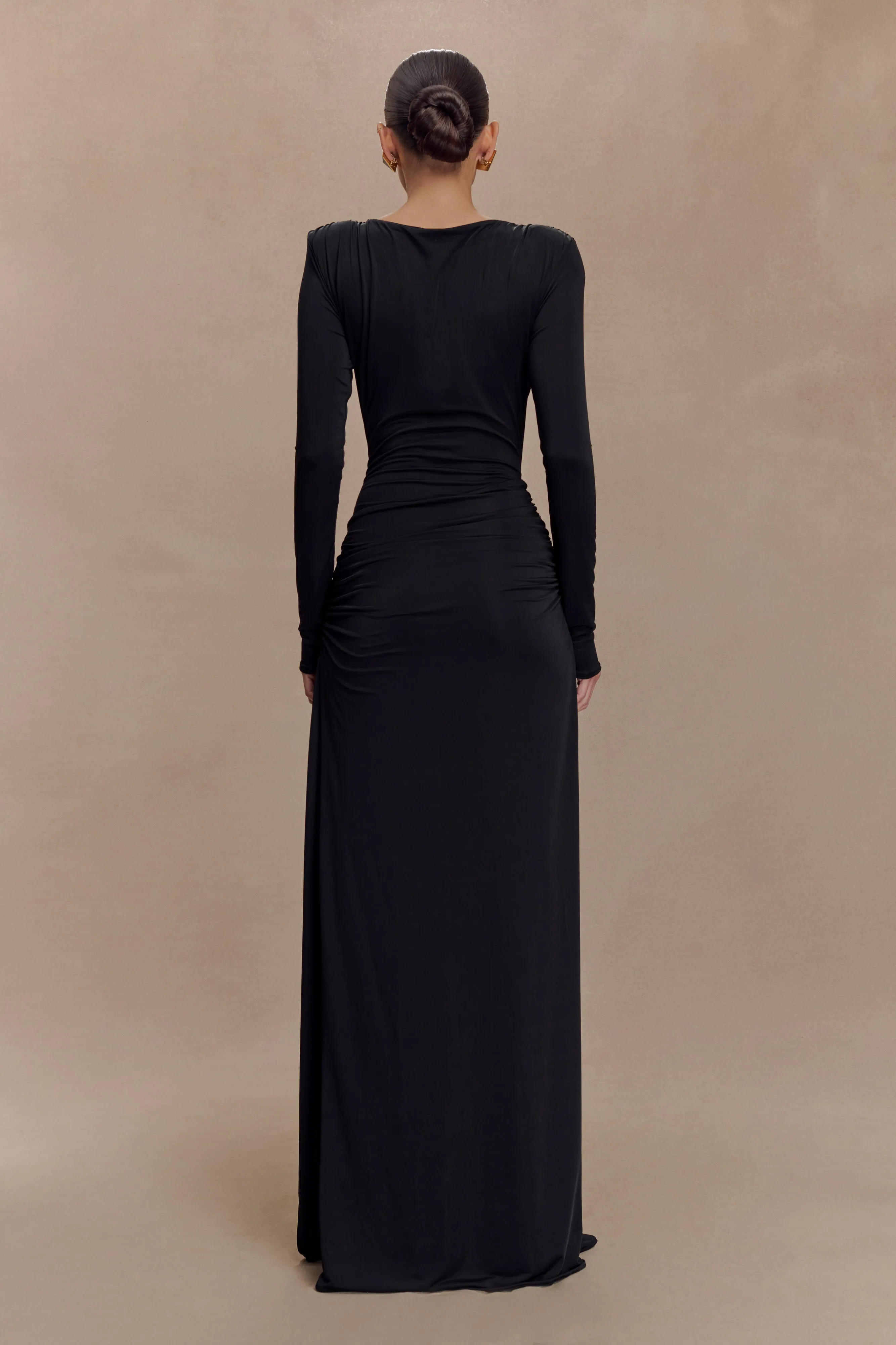 Deanna Long Sleeve Gathered Maxi Dress - Black sold by Meshki product image thumbnail 2