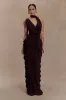 Alex Chiffon Maxi Dress - Cacao Brown sold by Meshki