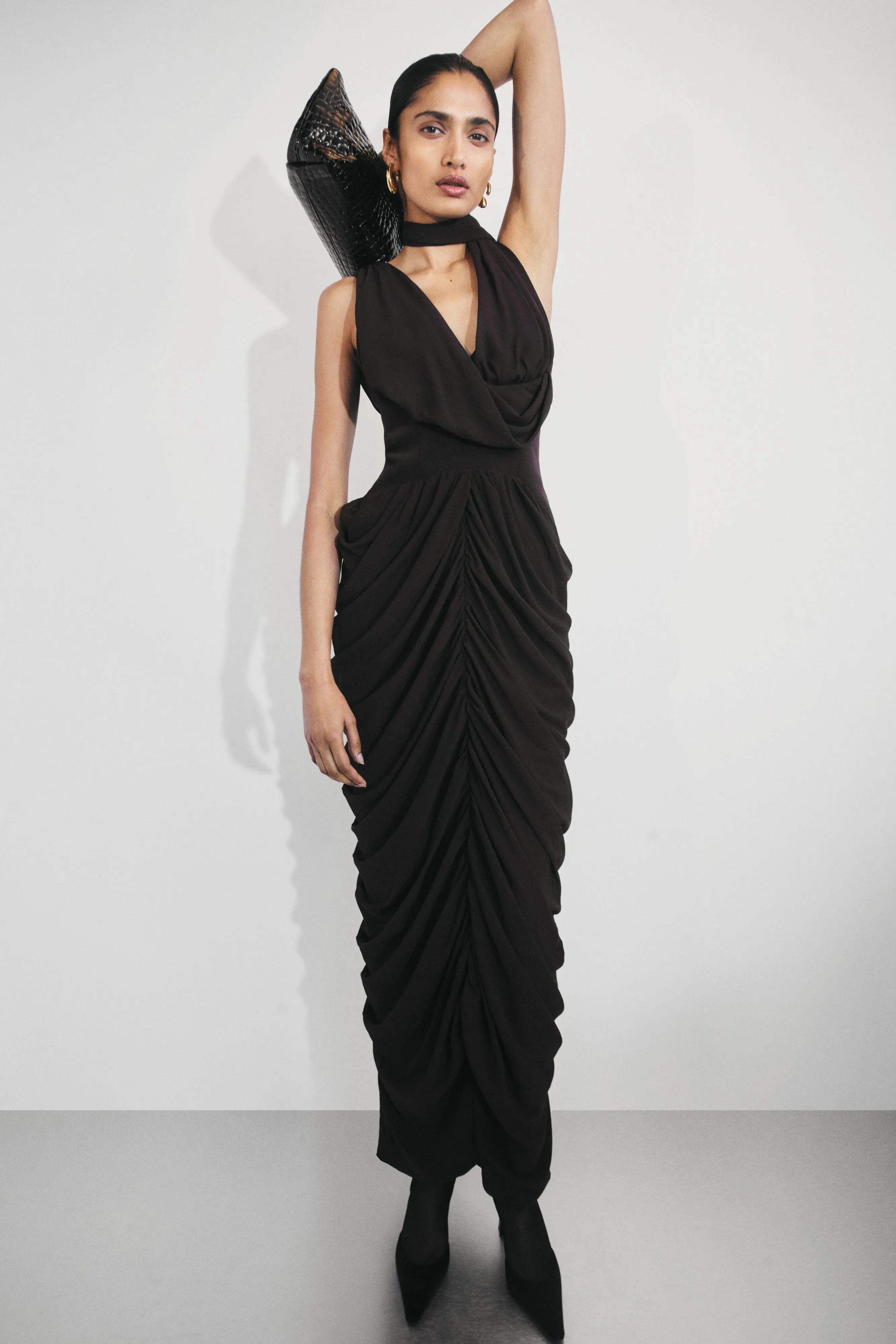 Alex Chiffon Maxi Dress - Cacao Brown sold by Meshki