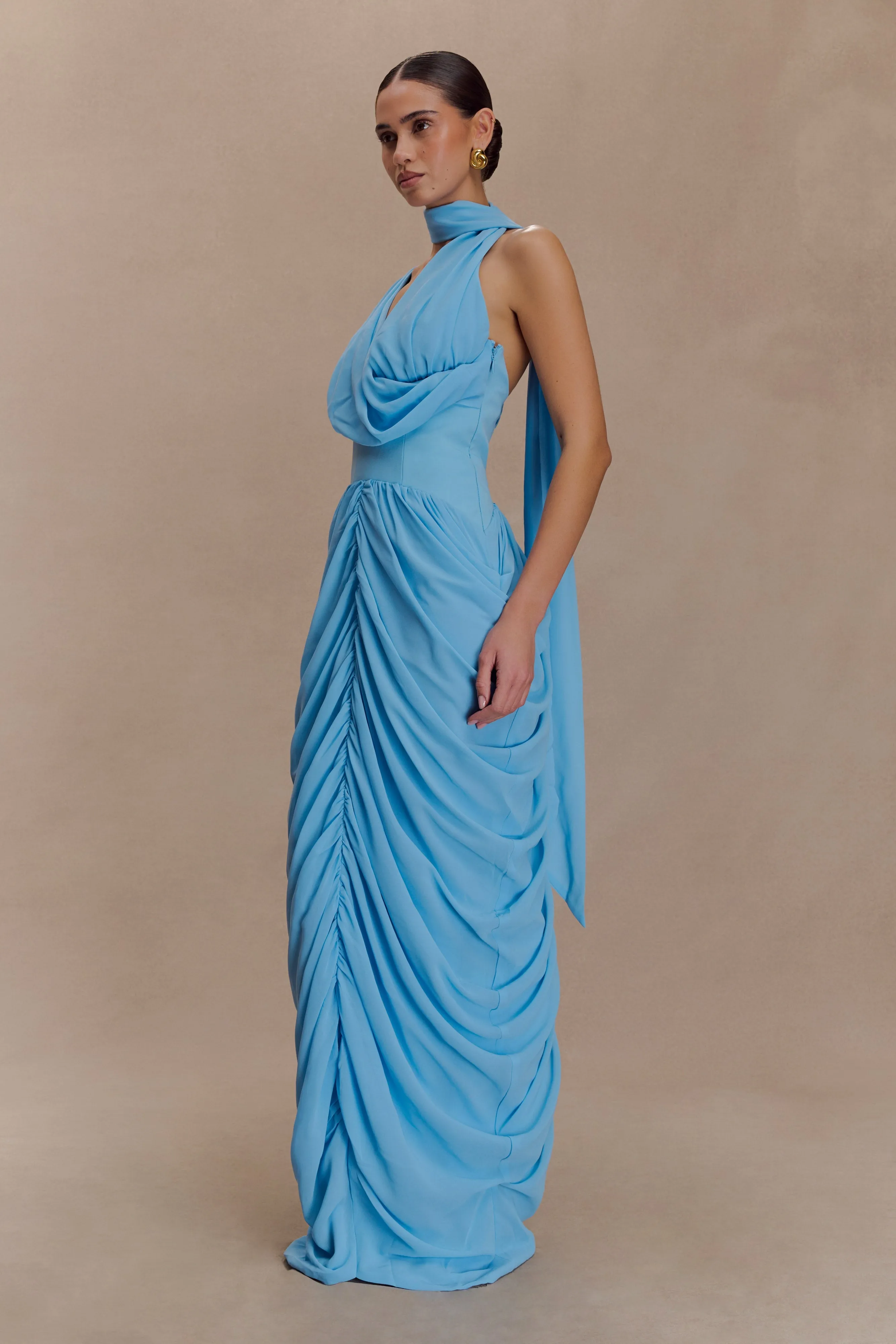 Alex Chiffon Maxi Dress - Blue sold by Meshki product image thumbnail 5