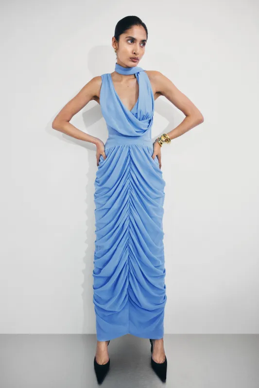 Alex Chiffon Maxi Dress - Blue sold by Meshki