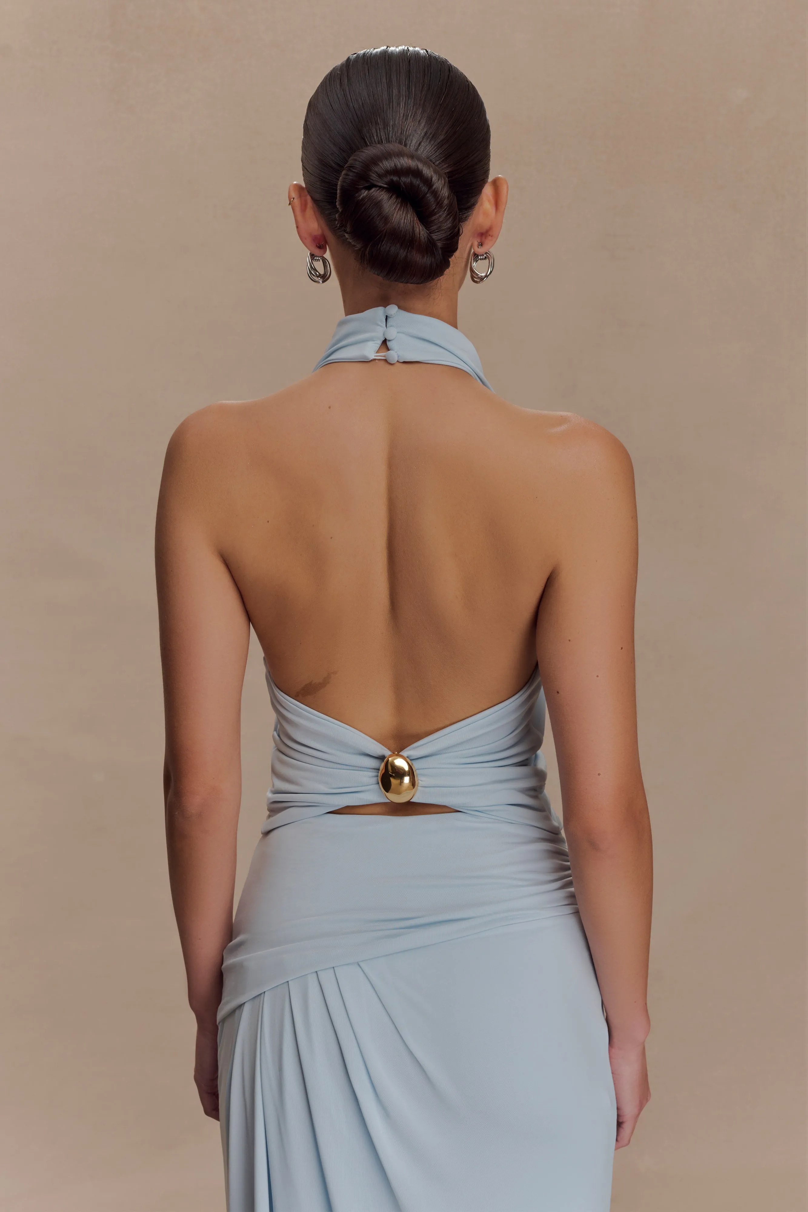 Calandra Slinky Halter Top With Hardware - Pale Blue sold by Meshki product image thumbnail 3