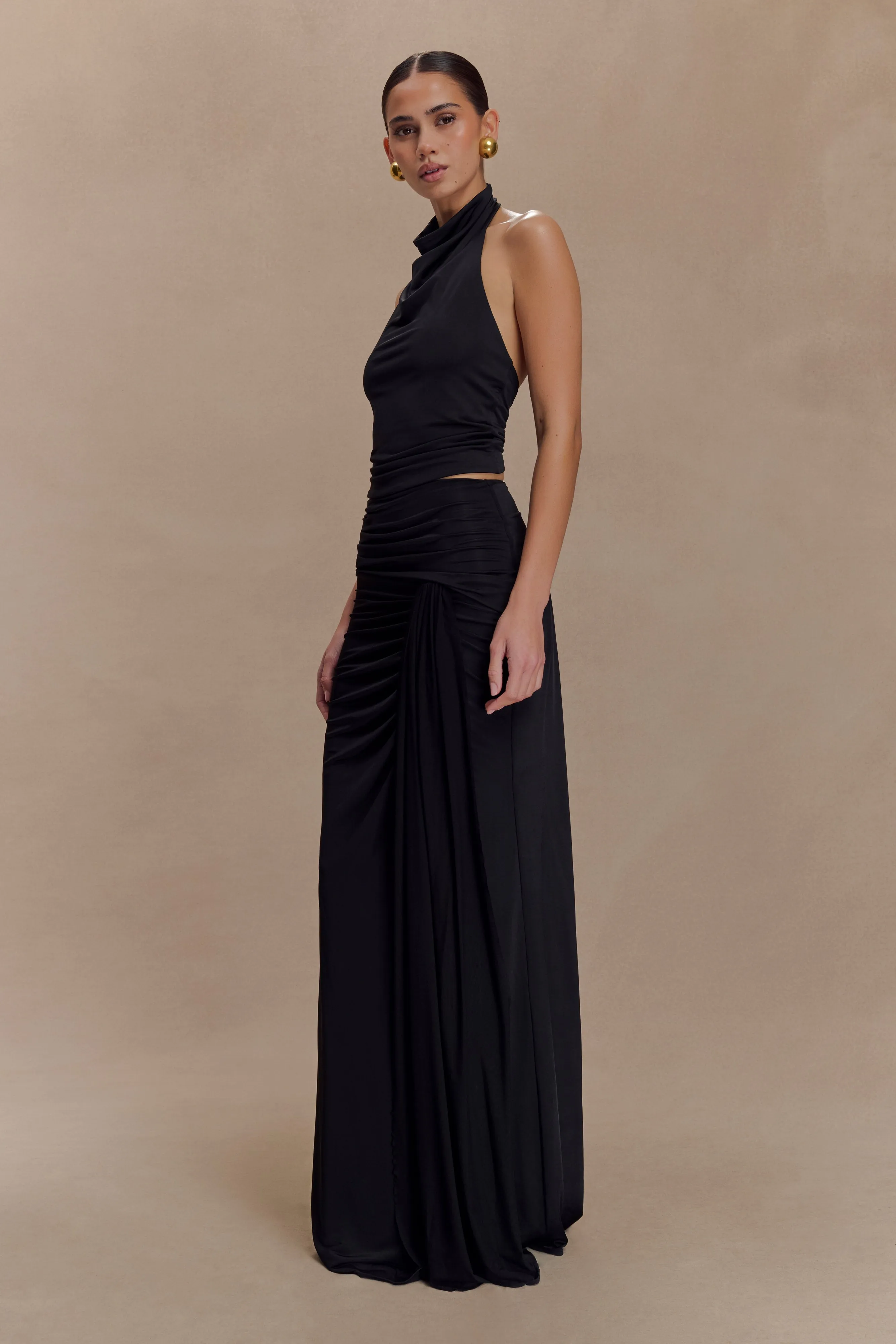 Calandra Slinky Halter Top With Hardware - Black sold by Meshki product image thumbnail 4