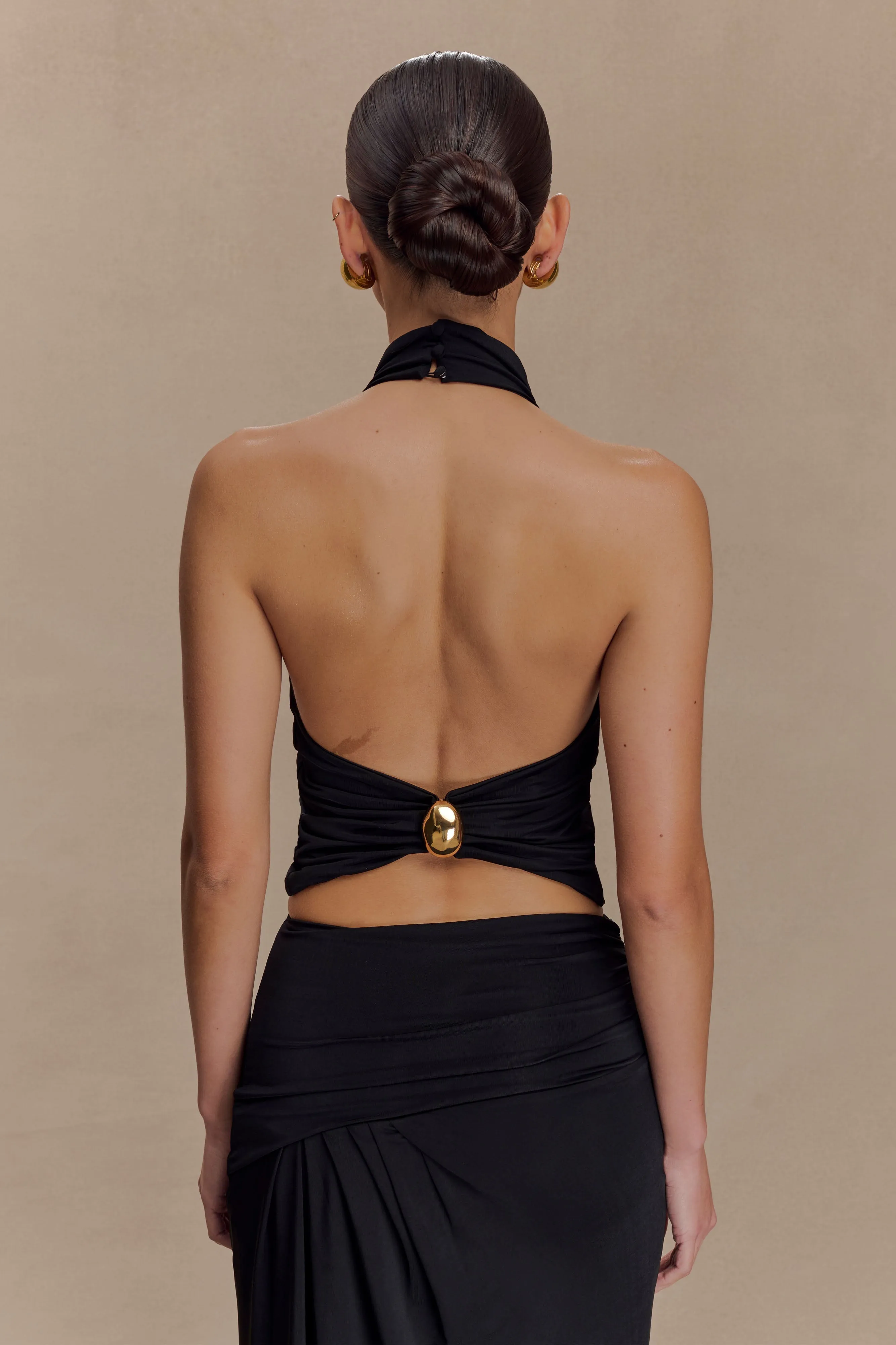 Calandra Slinky Halter Top With Hardware - Black sold by Meshki product image thumbnail 2