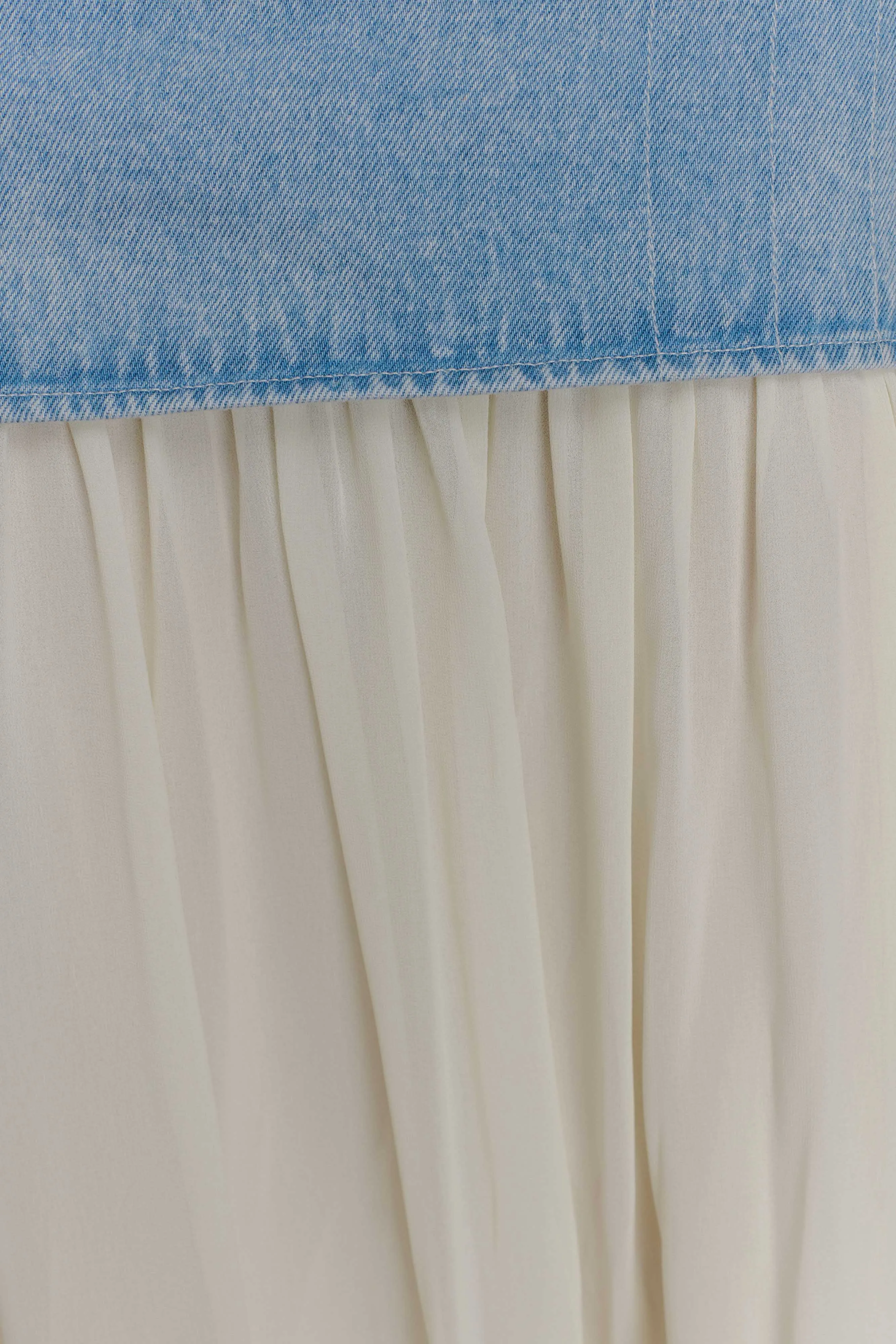 Tully Chiffon Denim Maxi Skirt - 80'S Blue sold by Meshki product image thumbnail 5