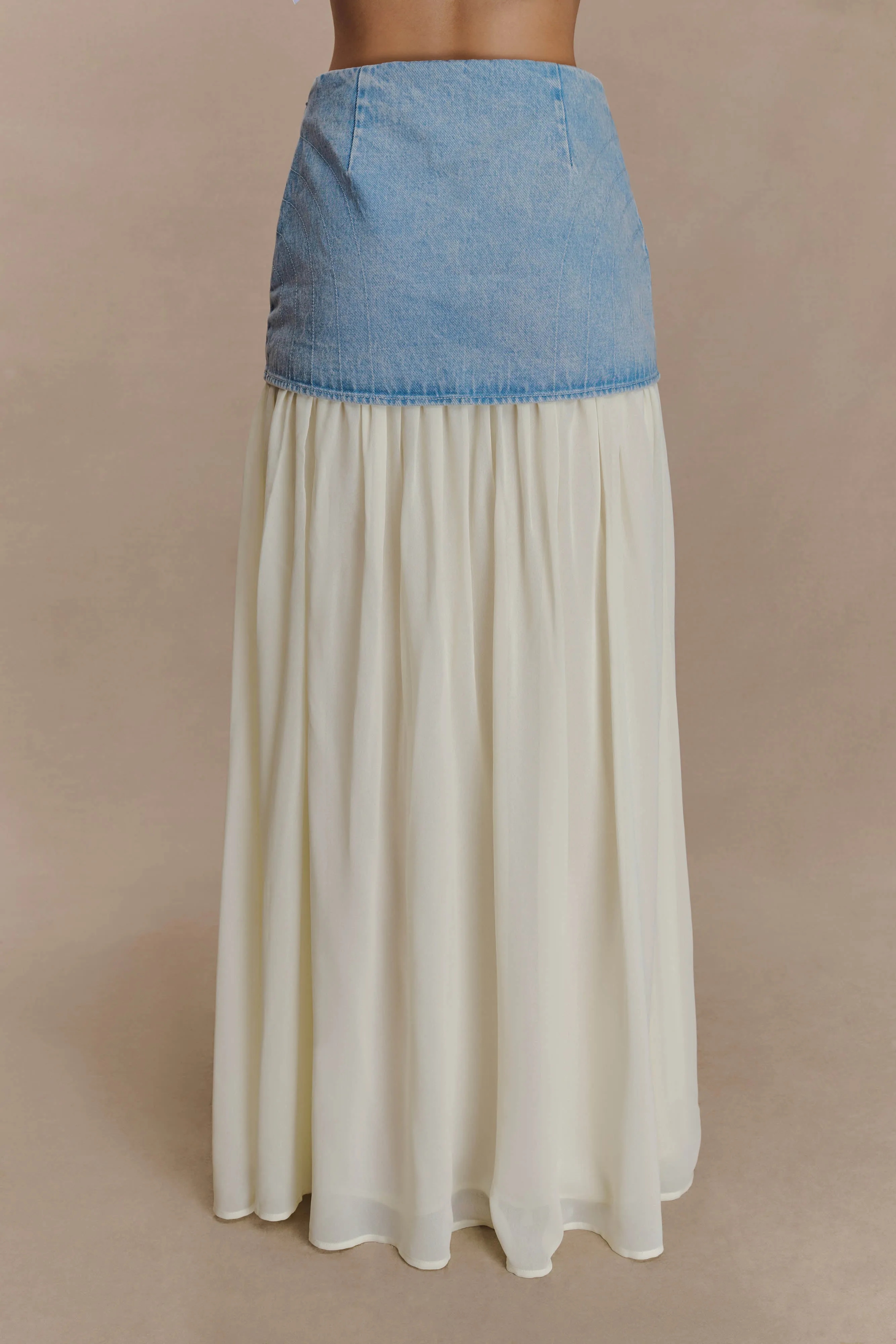Tully Chiffon Denim Maxi Skirt - 80'S Blue sold by Meshki product image thumbnail 2
