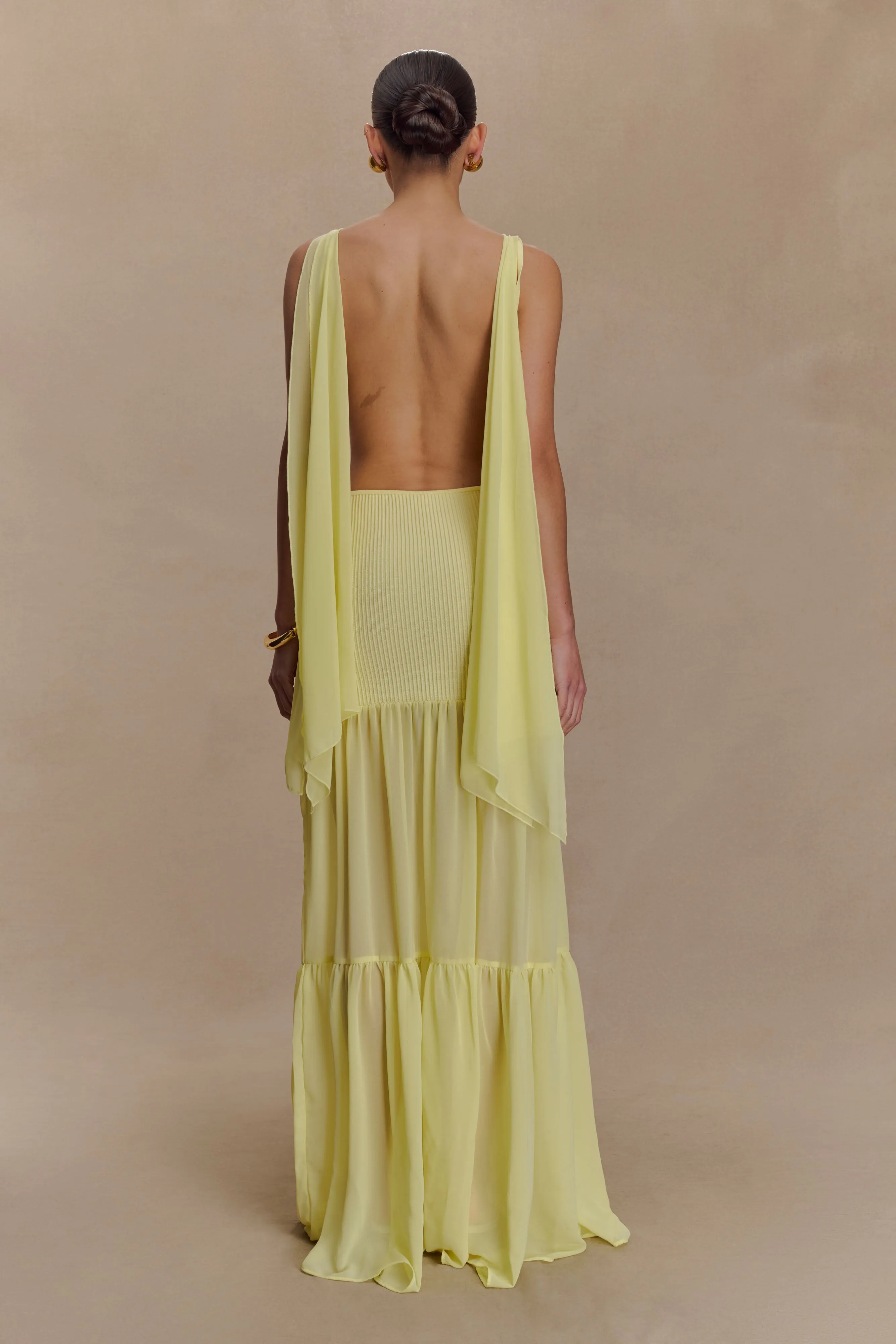 Haille Knit Chiffon Maxi Dress - Lemon sold by Meshki product image thumbnail 2
