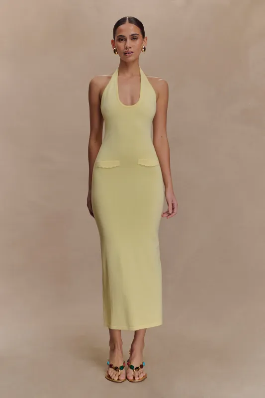 Ovina Halter Neck Knit Midi Dress - Lemon sold by Meshki