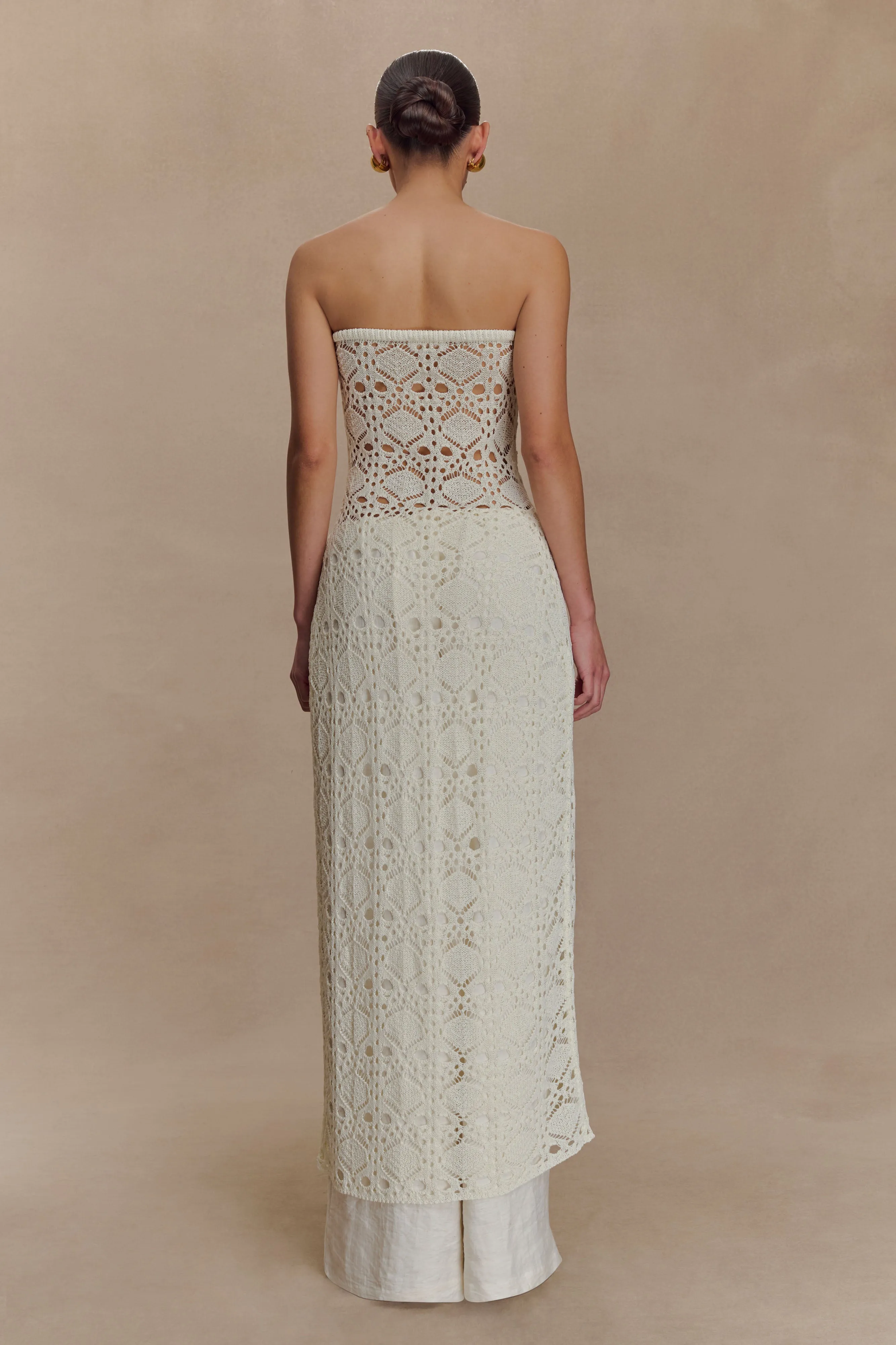 Aeline Strapless Crochet Knit Top - Ivory sold by Meshki product image thumbnail 2