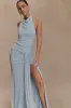 Calandra Slinky Maxi Skirt - Pale Blue sold by Meshki